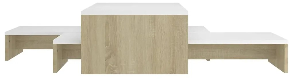 Conjunto mesas de centro 100x100x26,5 cm branco/carvalho sonoma