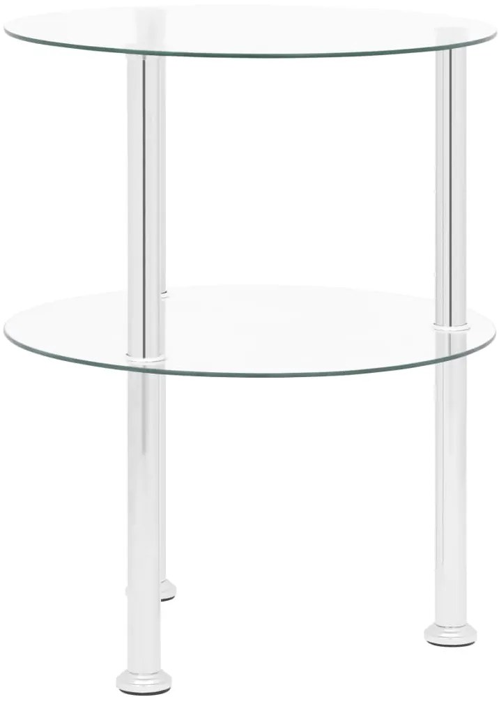 Mesa de apoio c/ duas prateleiras 38cm vidro temp. transparente