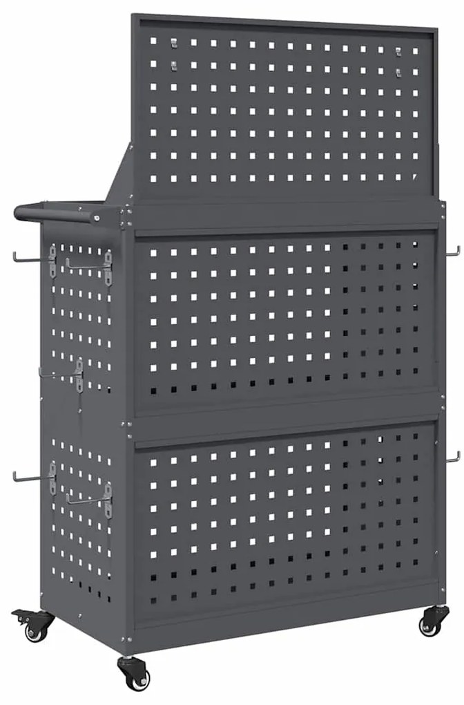 Carro de Ferramentas com prateleira com roda Antracite 65 x 35 x 111 c