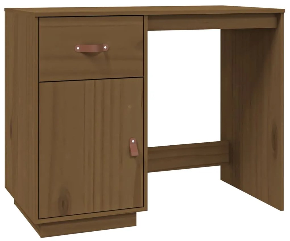 Secretária com armários 135x50x75 cm pinho maciço castanho mel