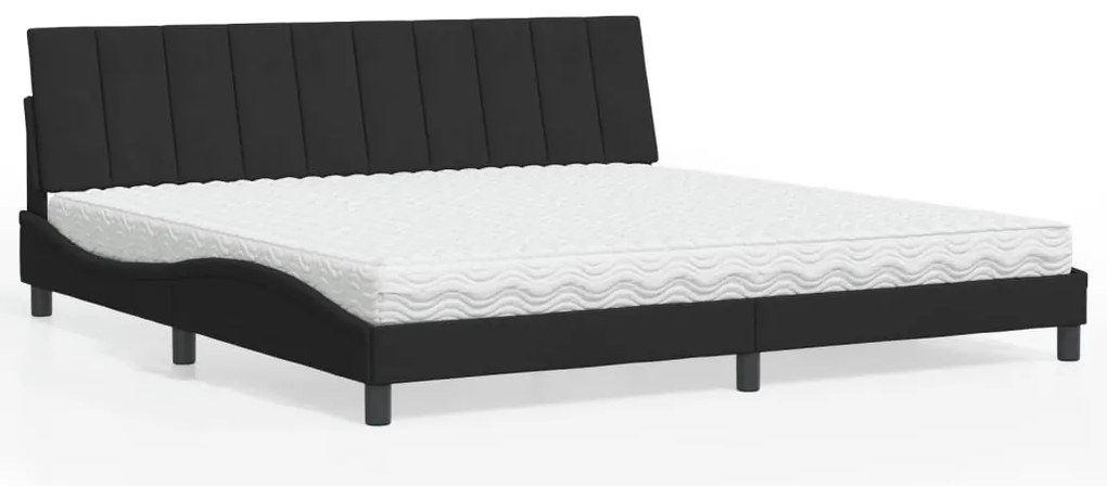 vidaXL Cama com colchão 200x200 cm veludo preto