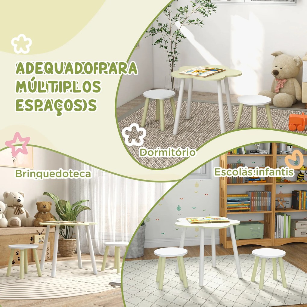 ZONEKIZ Conjunto de Mesa e 2 Cadeira para Crianças Mesa com Cadeiras p