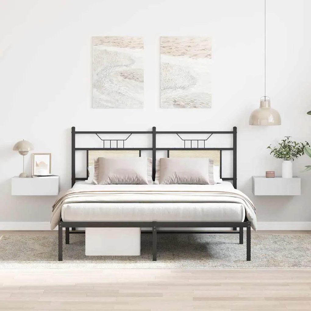 Mesas de cabeceira suspensas 2 pcs 40x30x15 cm branco brilhante