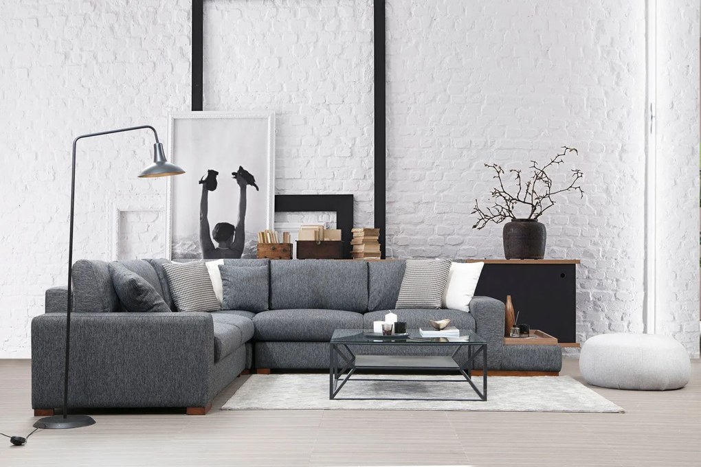 Sofá de Canto "Loop" – Cor Antracite – Medidas 282 cm x 323 cm x 95 cm