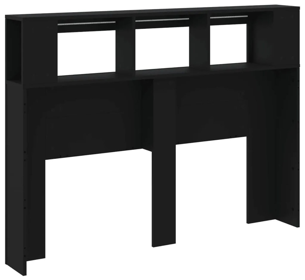 Cabeceira cama c/ LEDs 140x18,5x103,5 cm deriv. madeira preto