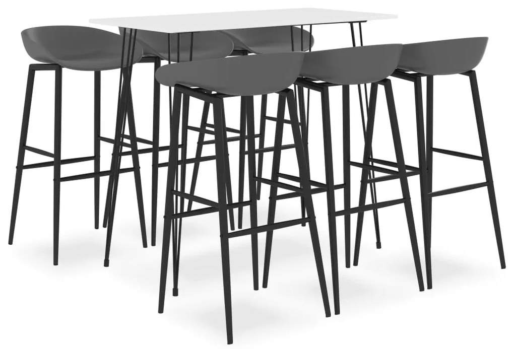vidaXL 7 pcs conjunto de bar branco e cinzento