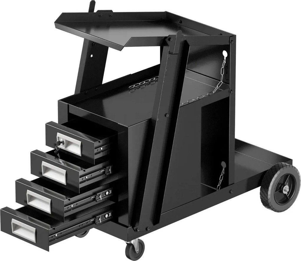 Carro de Soldadura "Ferro" com 4 Gavetas, Suporte para Tanque e Rodas