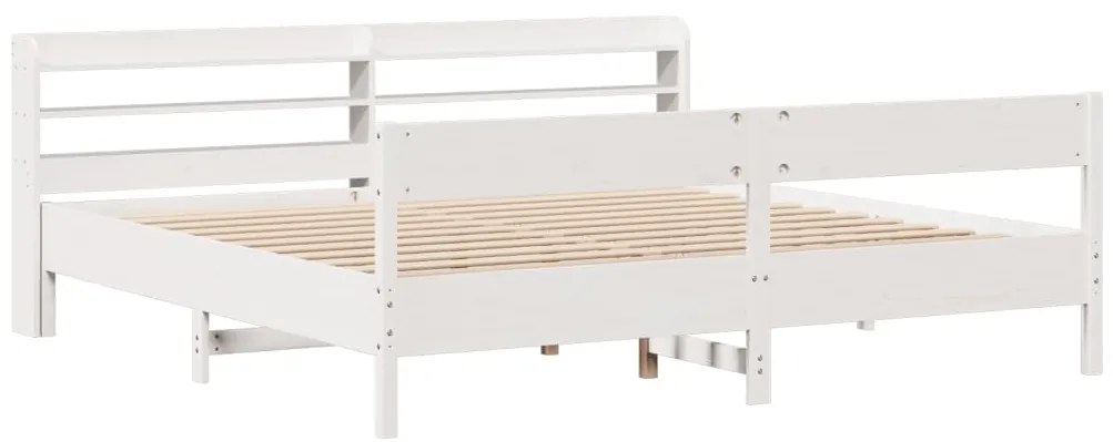 Cama sem colchão 200x200 cm madeira de pinho maciça branco
