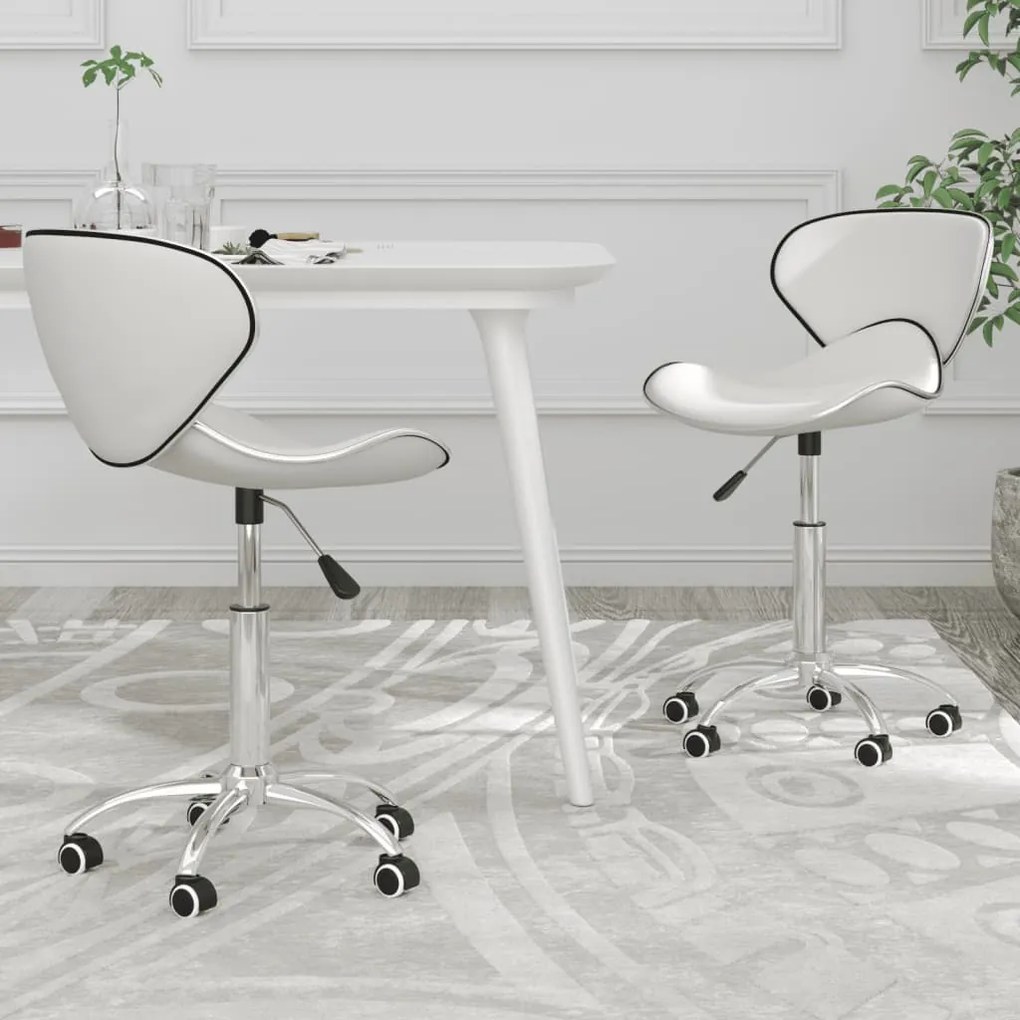 vidaXL Cadeiras de jantar giratórias 2 pcs couro artificial branco