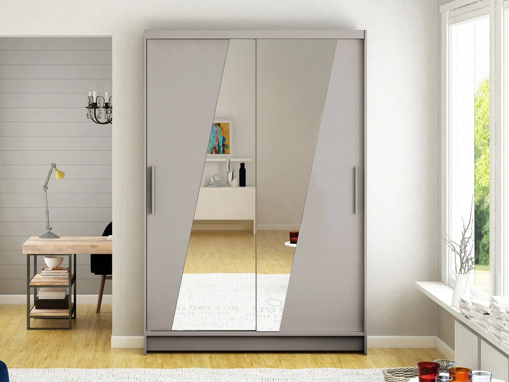 Roupeiro Closico 152, Caxemira, 200x120x58cm, 98 kg, Portas para roupeiro: Deslizante, Número de prateleiras: 5, Número de prateleiras: 5