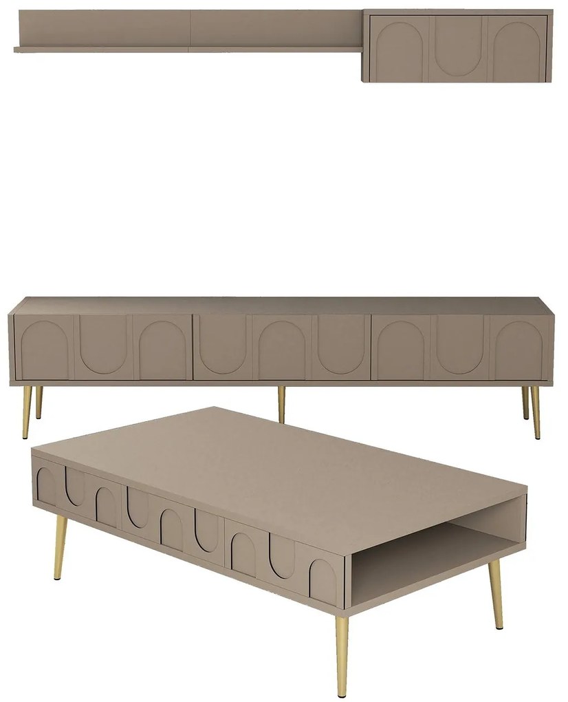 Conjunto de Mobiliário de Sala Lyon – Atlas Gold – Medidas Variadas