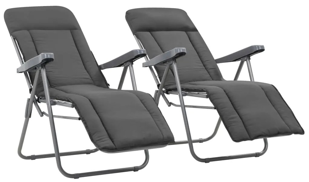 vidaXL Cadeiras de jardim dobráveis com almofadões 2 pcs cinzento