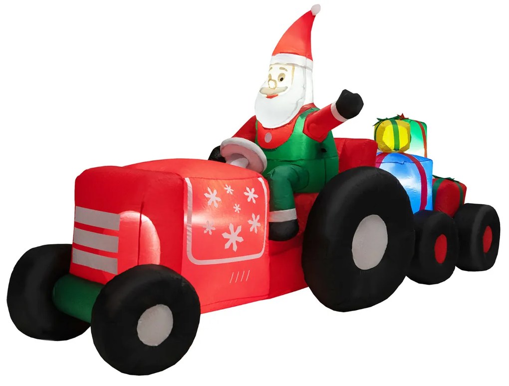 Decoração de Natal Insuflável Pai Natal Conduzindo um tractor com Luzes LED e Ventilador para Festas Internas e Exteriores