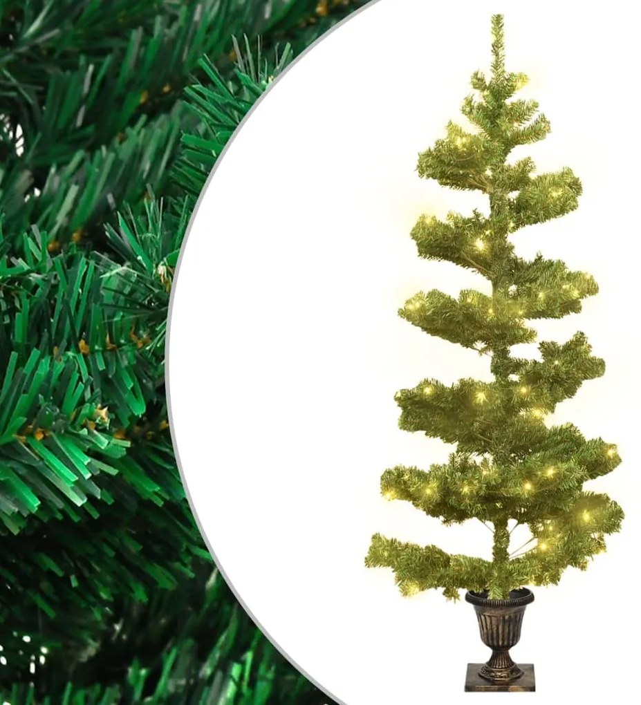 Árvore de Natal rotativa pré-iluminada + vaso PVC 120 cm verde