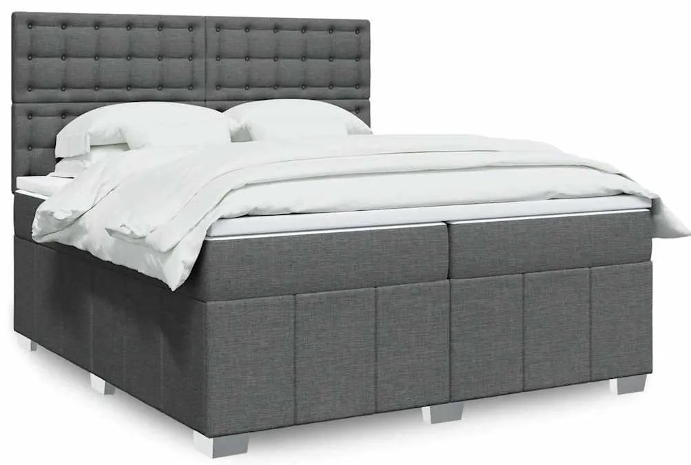 Cama com molas/colchão 200x200 cm tecido cinzento-escuro