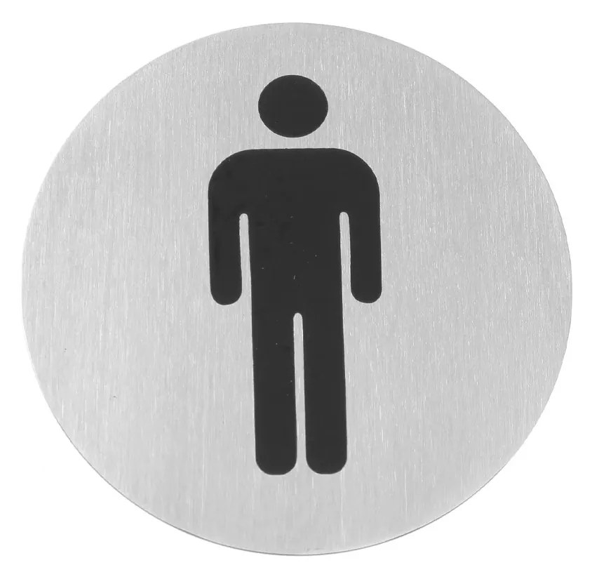 Sinal Porta Autocolante Homens Inox Redondo 7.5cm