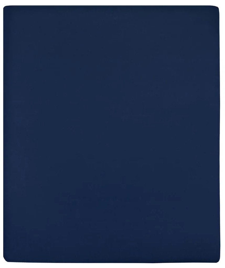 Lençóis ajustáveis 2 pcs 90x200 cm algodão jersey azul marinho