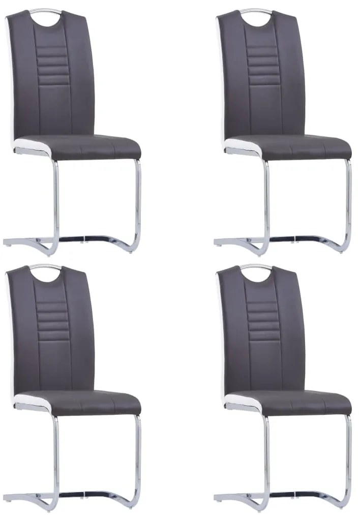 Cadeiras de jantar cantilever 4 pcs couro artificial cinzento
