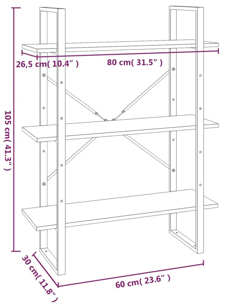 Estante 80x30x105 cm derivados de madeira cinzento sonoma