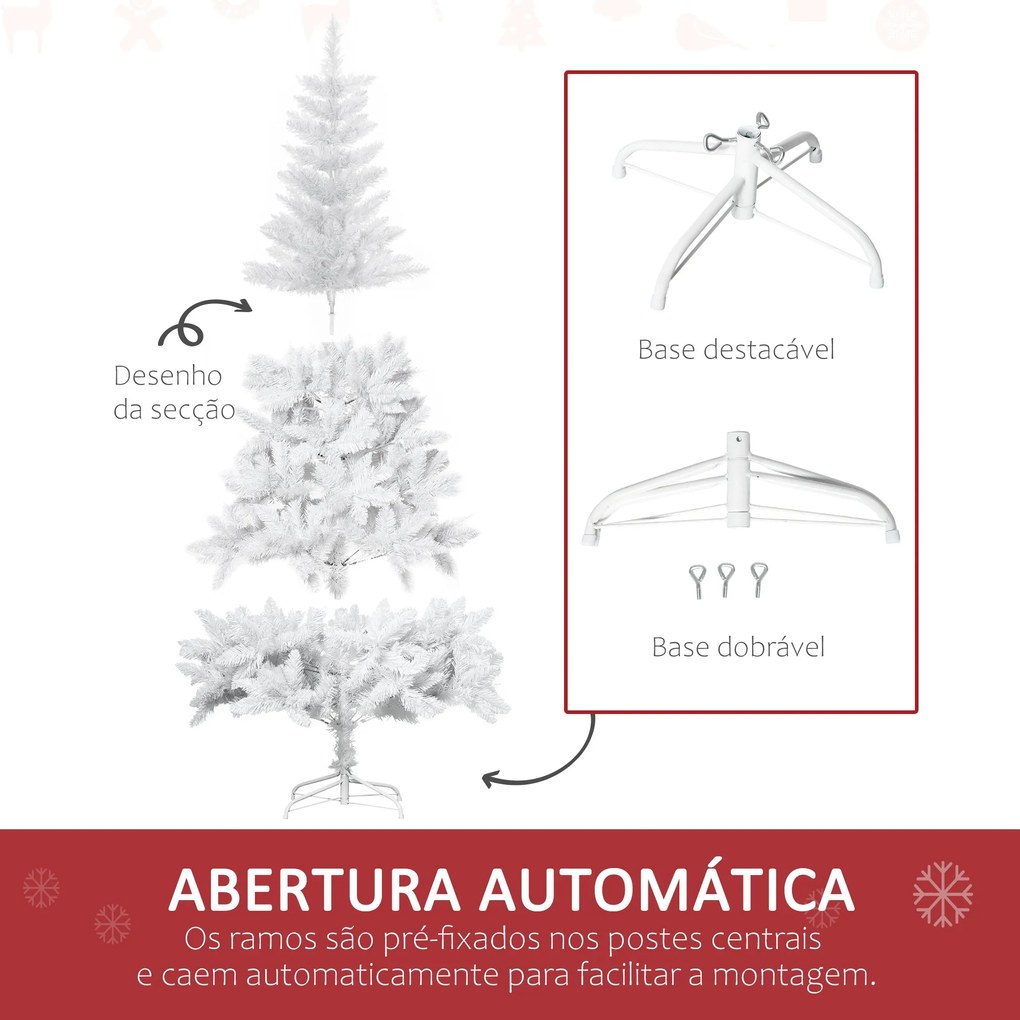 HOMCOM Árvore de Natal Artificial Dobrável 150cm Ignífugo com 358 Ramo