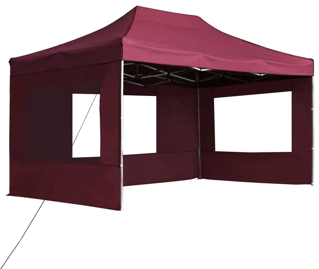 Tenda dobrável prof. c/ paredes alumínio 4,5x3m vermelho tinto