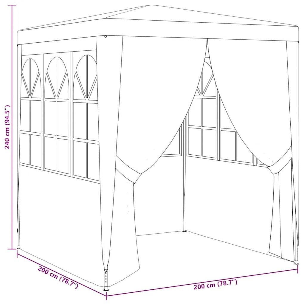 Tenda festas profissional c/ paredes laterais 2x2m 90g/m² verde