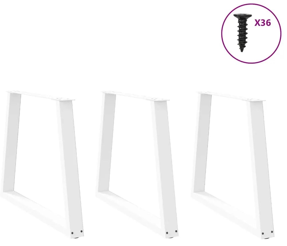 Pernas para mesa de jantar em V 3 peças, branco, 80x(72-73,3) cm, aço