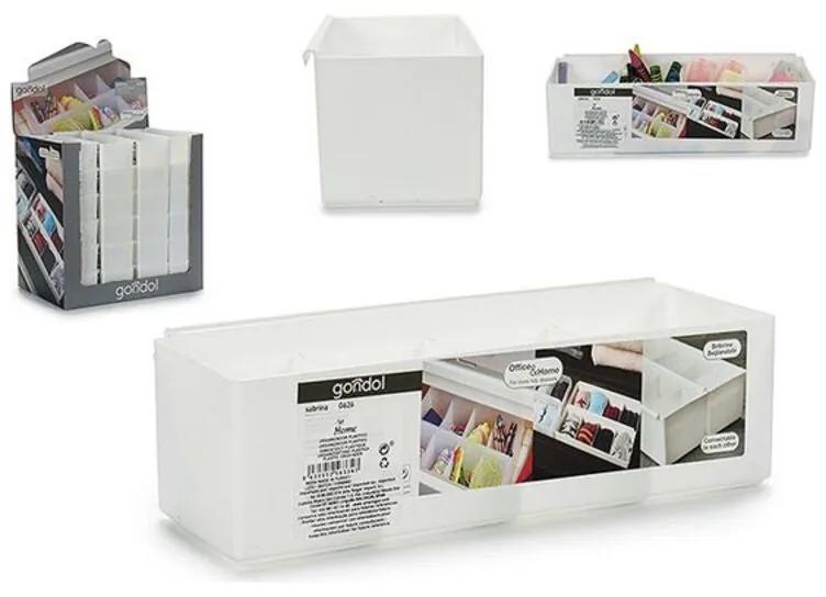 Organizador Multiusos 4 compartimentos Branco Plástico (9 x 7,5 x 26,5 cm)