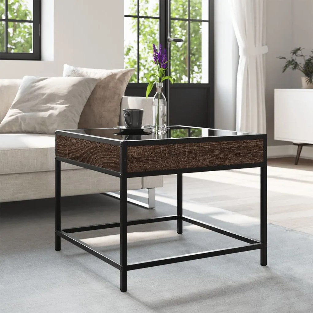 Mesa de centro luzes LED Infinity 50x50x41 cm carvalho castanho