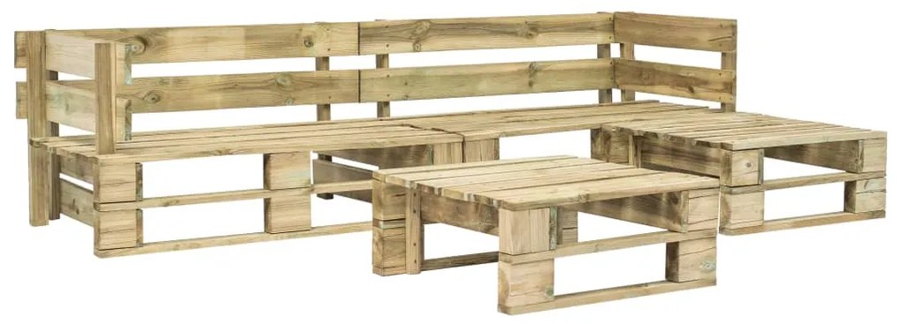 276315 vidaXL 4 pcs conjunto lounge de jardim em paletes madeira