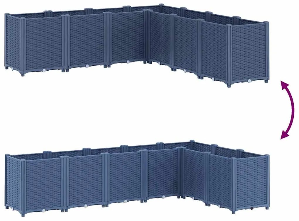 Vaso/floreira 160x160x53 cm PP cinzento azul