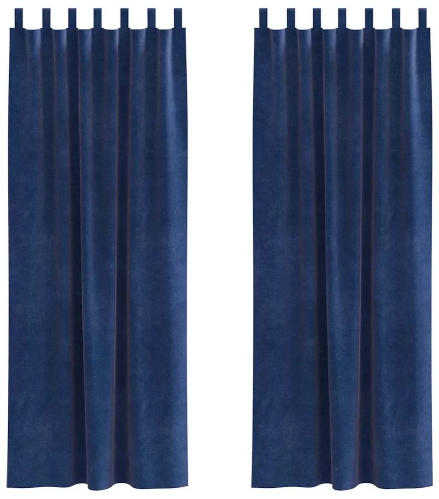 Cortinas Blackout vidaXL com Laços de Suspensão 2 pcs Veludo Azul Escu