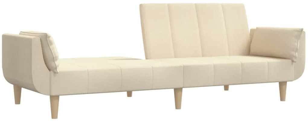 Sofá-cama 2 lugares com duas almofadas tecido cor creme