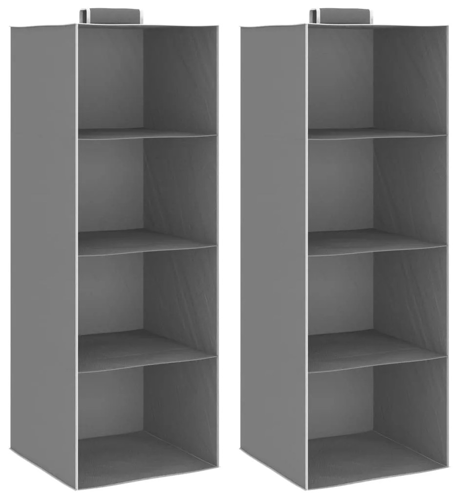 vidaXL Arrumação suspensa para armário 4 compartimentos 2 pcs tecido