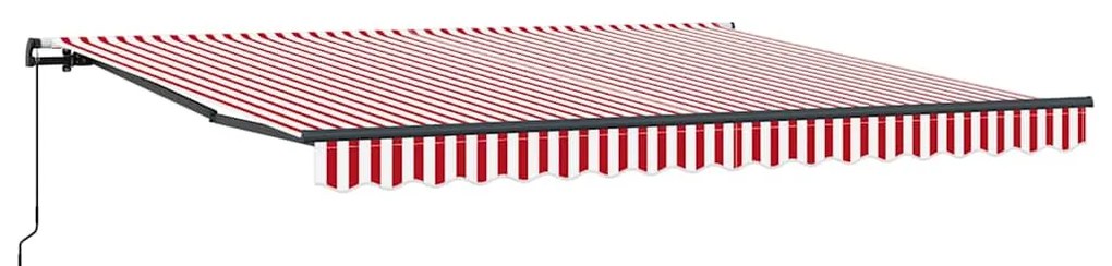Toldo Retrátil Manual Vermelho e branco 400 × 300 cm Poliéster