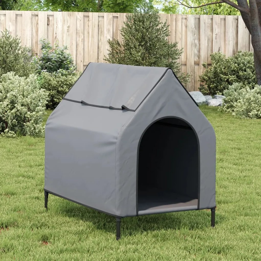 Casota para cães tecido oxford e aço cinza-claro