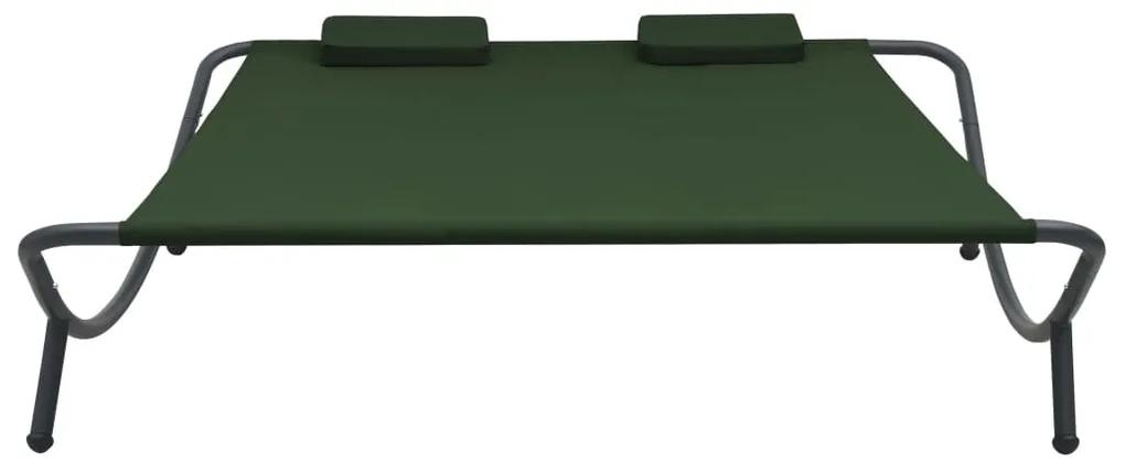 Espreguiçadeira de exterior em tecido verde