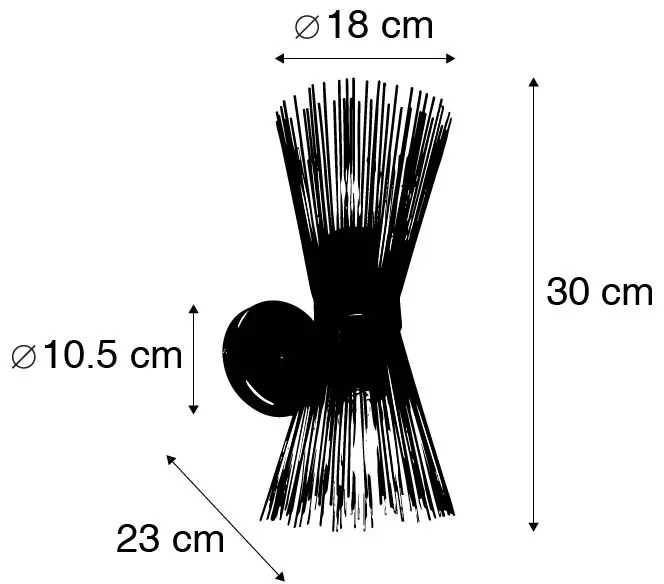 Candeeiro de parede Art Deco preto 2 luzes - Broom Art Deco