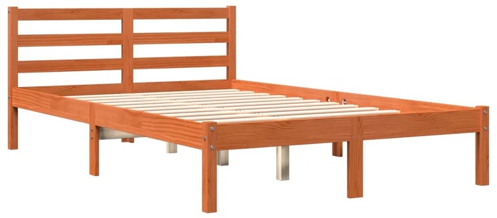 Cama sem colchão 140x200 cm madeira pinho maciça castanho-mel