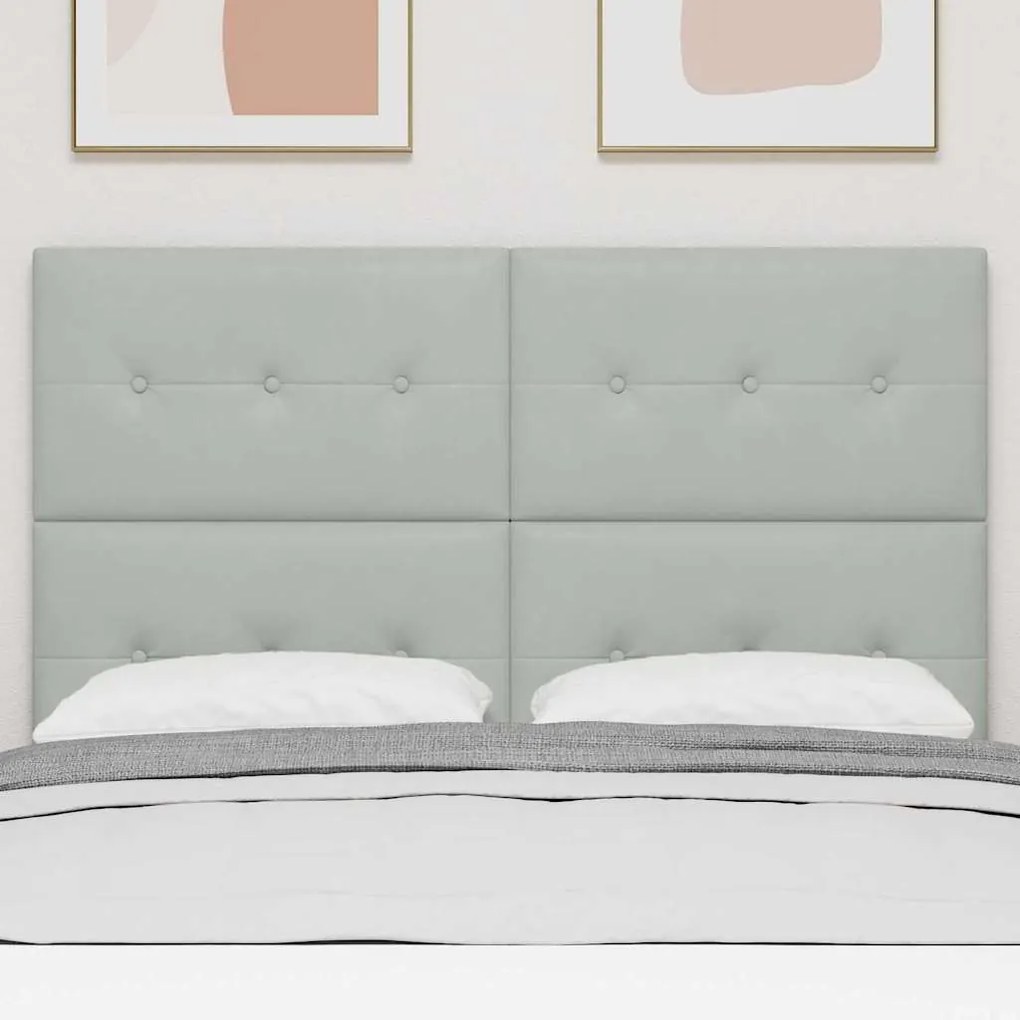 Cabeceira vidaXL Botão Tufted Cinza Claro 160 cm Veludo