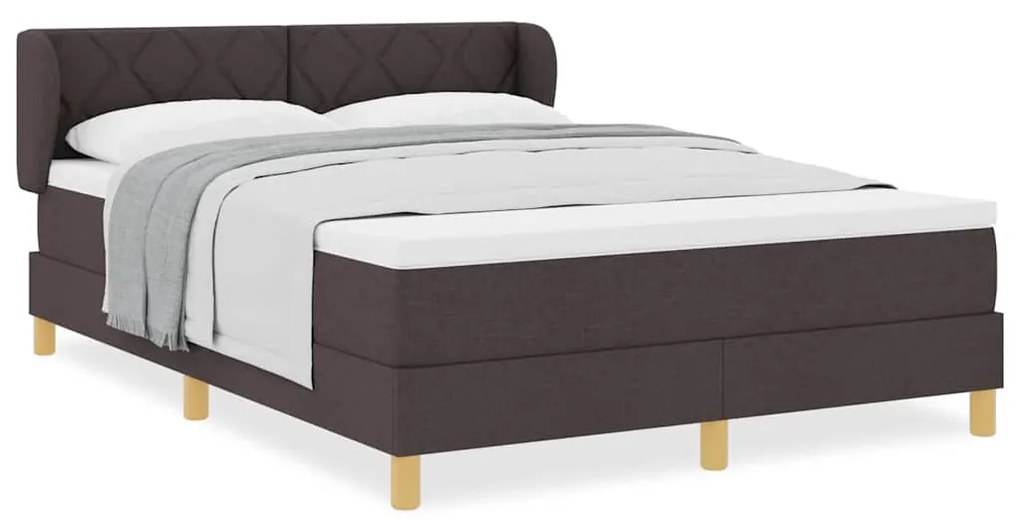 Cama Box com Colchão vidaXL Castanho 140x200 cm Tecido