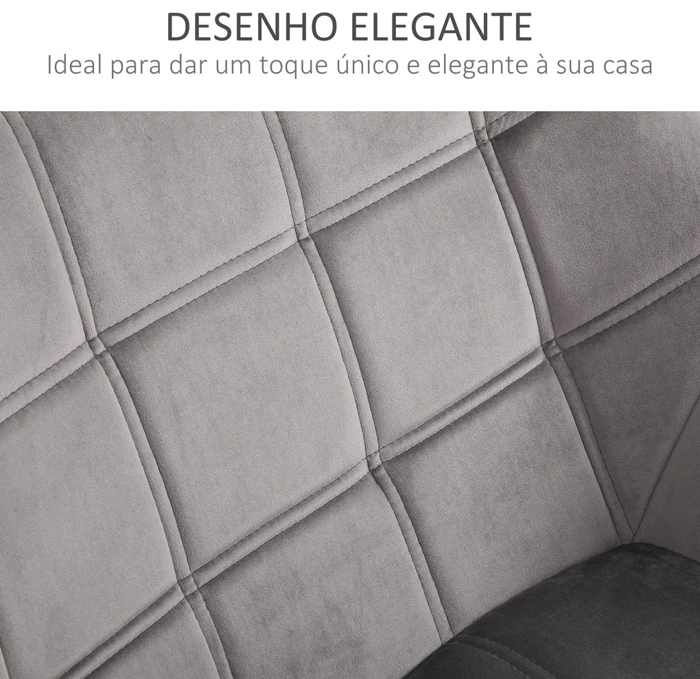 Poltrona Moderna Poltrona de Leitura Estofada em Veludo com Assento Amplo Pés em Madeira  67x61,5x71 cm Cinza