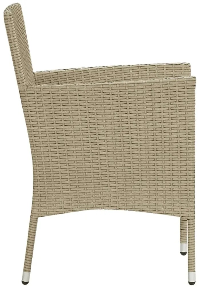 9 pcs conjunto jantar p/ jardim c/ almofadões vime PE bege