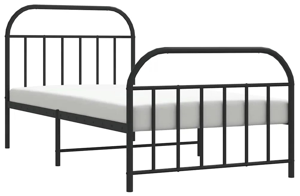 Estrutura de cama com cabeceira e pés 100x190 cm metal preto