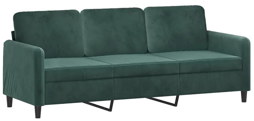 3 pcs conjunto de sofás veludo verde-escuro