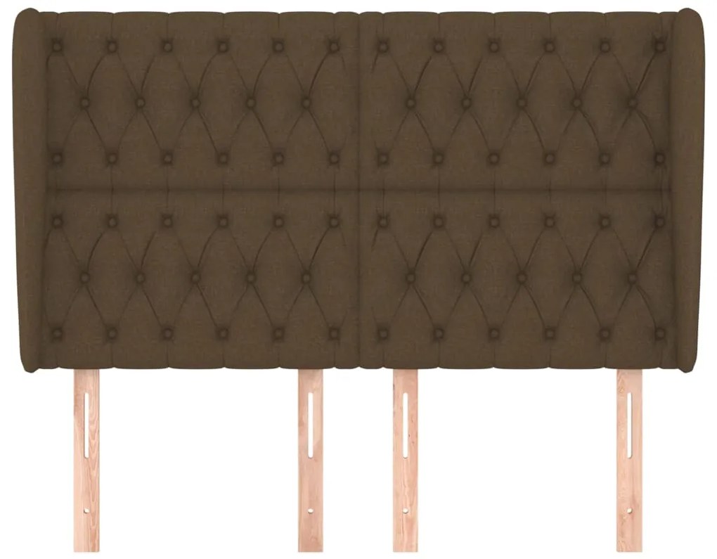 Cabeceira cama c/ abas tecido 147x23x118/128 cm castanho-escuro