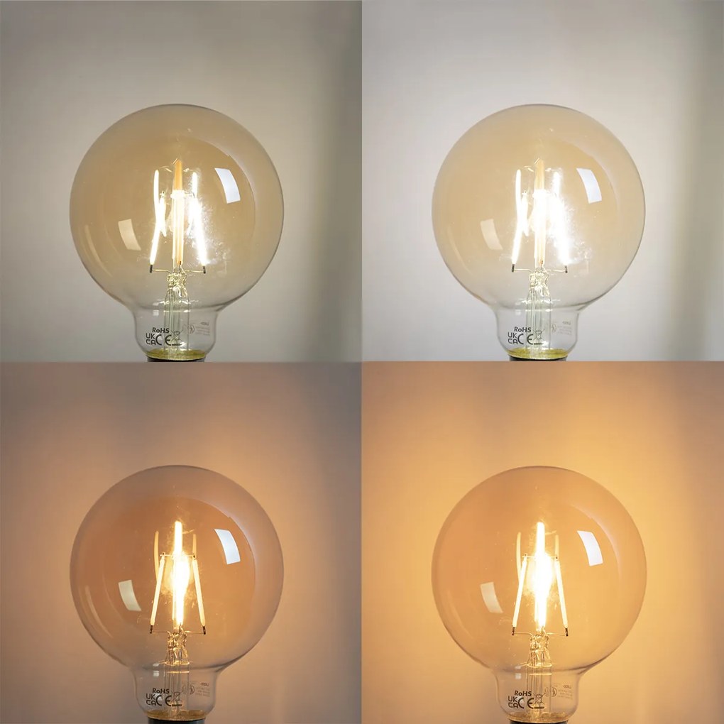 Conjunto de 5 lâmpadas LED E27 reguláveis G95 4,9W 320 lm 2500K