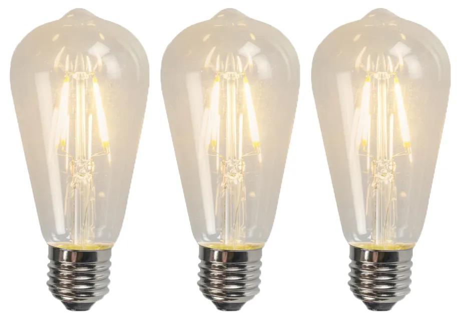 Conjunto de 3 lâmpadas de filamento LED E27 ST64 4W 320lm 2700K