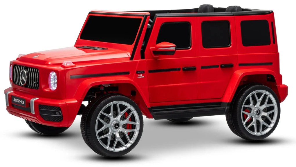 Carro elétrico para crianças Mercedes-Benz G63 AMG 24V, 4x4, 2 Lugares assento couro sintético, Rodas Eva Macias Vermelho