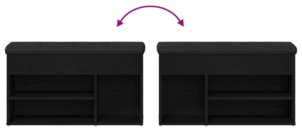Banco de Armazenamento vidaXL Preto Carvalho 80x30x45 cm Madeira de En